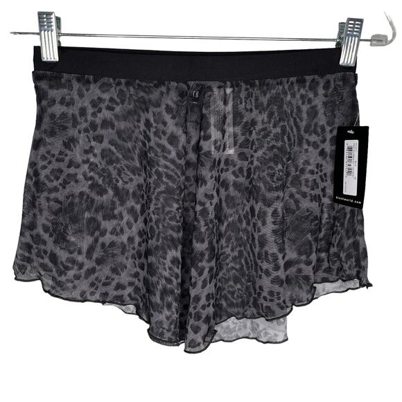 Bloch Ladies Janise Animal Print Mesh Pull On Skirt M Black Gray New - Picture 1 of 12